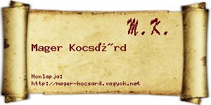 Mager Kocsárd névjegykártya